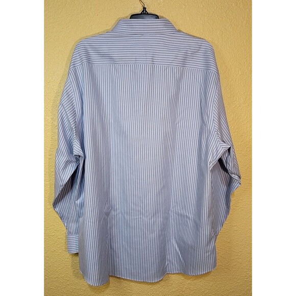 EGARA Shirt Mens XXL 2XL Blue White Striped Button Up Dress Shirt Cotton - Picture 3 of 15
